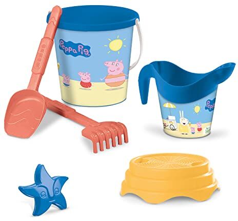 Mondo Toys Peppa Pig Bucket Set, Set Mare Renew Toys con Secchiello, Paletta, Rastrello, Setaccio, Formina, Annaffiatoio Inclusi, 28053