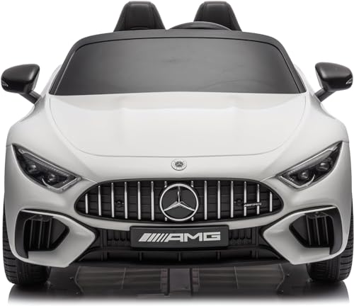 Mondial Toys Macchina Elettrica per Bambini Mercedes SL 63 AMG 2 Posti con Ampio Sedile in Pelle Auto Elettrica per due Bambini 12v Full Optional (Bianco)