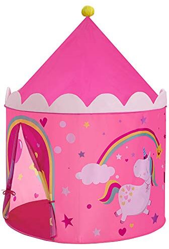 SONGMICS Tenda da Gioco Castello da Principessa per Ragazze e Bambini, Casetta dei Giochi per Interni ed Esterni, con Borsa da Trasporto, Regalo per Bambini, Rosa e Giallo