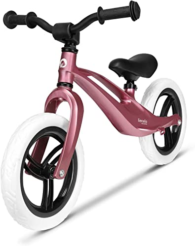 lionelo Bart Bici Senza Pedali Leggera e Resistente da 2 Anni Fino 30 kg Telaio in magnesio Ruote da 12 Pollici Manubrio e Sella Regolabili Comodo poggiapiedi, Rosa, s