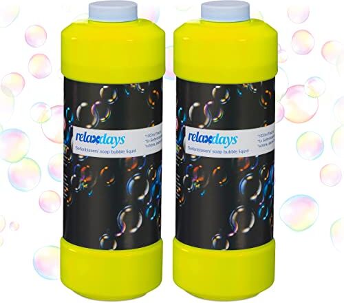 Relaxdays Bottiglia Flaconcino per Liquido per Bolle di Sapone, Set da 2 Flaconi da 1 L, Riempire per Macchine Sparabolle, Giallo