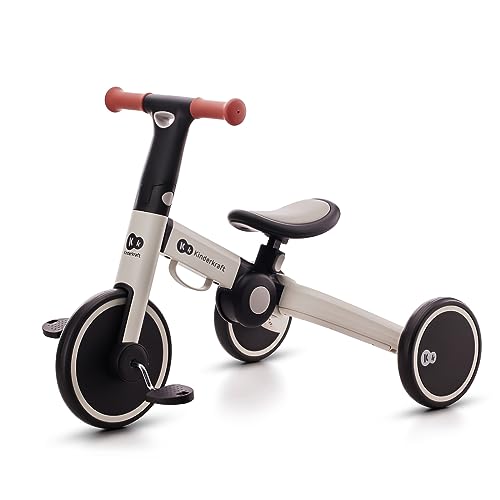 kk Kinderkraft Kinderkraft Triciclo 3in1 4TRIKE, Mini bici, Carrello, Sella regolabile, Pieghevole, da 12 mesi a 5 anni, Grigio