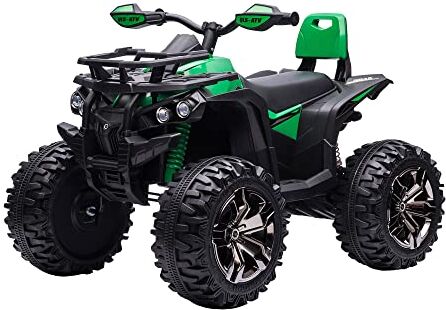 HOMCOM Quad Elettrico per Bambini 12V con Fari Funzionanti e Pedale, Batteria Ricaricabile, Auto Elettrico per Bambini Età 3-5 Anni, 100x65x73cm, Verde