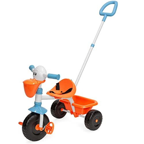 Chicco Triciclo Bambini Pellicano, Triciclo Bimba e Bimbo con Maniglione ad Altezza Regolabile, Cinture di Sicurezza e Doppio Cestello Portaoggetti, Max 20 kg, Giochi per Bambini 18 Mesi, 5 Anni