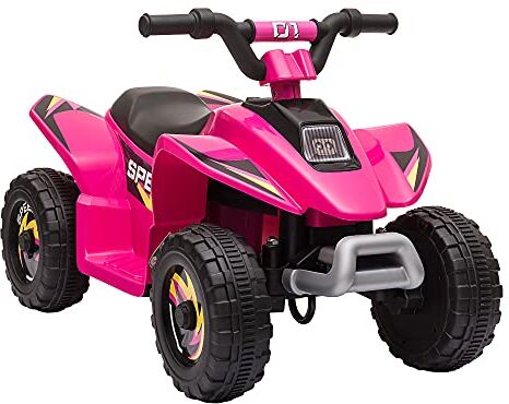 HOMCOM Quad Elettrico per Bambini da 3-5 Anni con Batteria Ricaricabile 6V, Velocità 2.8-4.6km/h, Funzione Avanti e Indietro, 72x40x45.5cm, Rosa