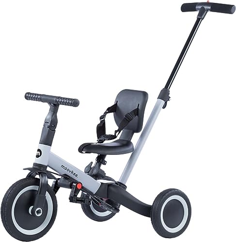 moovkee. Triciclo Bambini da 1 anno a 5 anni Triciclo Evolutivo Trasformabile Varie Configurazioni con Putter, Cintura, Sella Regolabile, senza o con Pedali Sviluppa Equilibrio e Muscoli