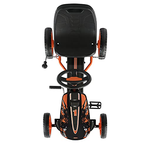 Hauck GoKart Speedster Go Kart a Pedali per Bambini con Freno a Mano e Sedile Regolabile Cavalcabile Bambino Da 4 anni Fino a 50 kg, con Ruote EVA e Telaio in Acciaio Arancione