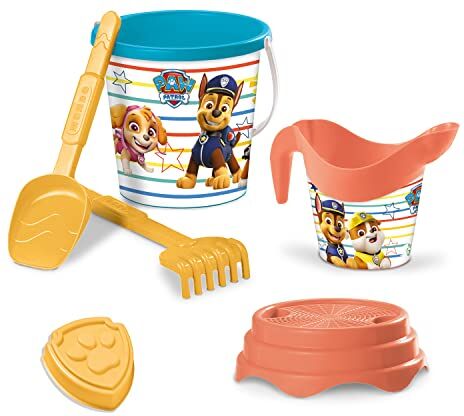 Mondo Toys Paw Patrol Bucket Set, Set Mare Renew Toys con Secchiello, Paletta, Rastrello, Setaccio, Formina, Annaffiatoio Inclusi,