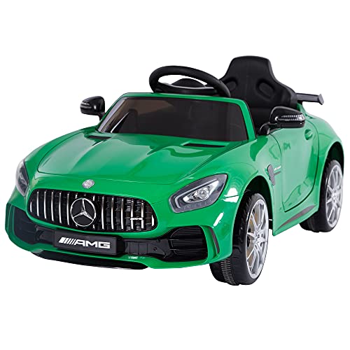 HOMCOM Macchinina per Bambini Elettrica 12V con Licenza Mercedes-AMG GTR, Velocità 3-5km/h, Telecomando, Luci e Suoni, Verde