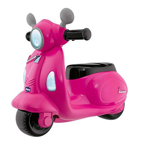 Chicco Vespa per Bambini Primavera Rosa, Moto Giocattolo Cavalcabile con Pannello Elettronico, Luci e Suoni, Ruote di Supporto Rimuovibili, Max 25 Kg, Giochi per Bambini 1-3 Anni