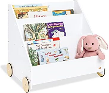 PINOLINO Lieria per bambini in legno bianco con ruote, 3 scomparti, 1 scomparto segreto, ruote in legno gommato, per bambini dai 3 anni & Hape Cubo Multi-Attività in Legno, Puzzle Educativo in Legno