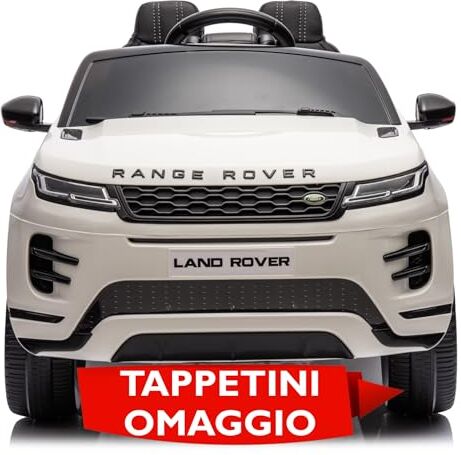 Mondial Toys Macchina Elettrica per Bambini 12V Range Rover Evoque Auto Elettrica con Sedile in Pelle Telecomando Porte Apribili Tappetini in Omaggio Full Optional (Bianco)