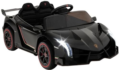 COSTWAY Lamborghini Macchina Elettrica per Bambini, Auto Elettrica Cavalcabile con Telecomando Luci LED, 3 Velocità, 3-6 km/h, Modalità Dondolo, per Bambini 3-8 Anni (Nero)