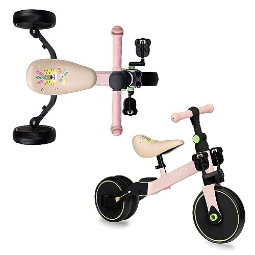 Momi LORIS una bici multifunzionale 4in1 per le bambine e i bambini (massimo carico 25kg). I pedali sono rimovibili, l’altezza della sella regolabile