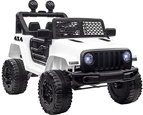 HOMCOM Macchina Elettrica per Bambini Jeep Fuoristrada con Telecomando, 2 Velocità 3-5km/h, 100x65x72 cm, Bianco