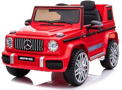 Mondial Toys Auto Macchina Elettrica Per Bambini con Licenza Mercedes G63 AMG Sedile in Pelle Veicolo Elettrico Fuoristrada 12V con Telecomando Full Optional (Rosso)