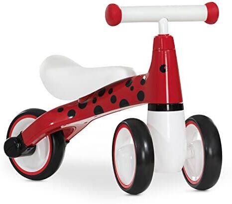 Hauck Bici senza Pedali 1st Ride Three Triciclo Bambini 1 Anno fino a 20Kg Bici con 3 Ruote EVA e Manubrio Antiscivolo Bicicletta Senza Pedali, Ergonomica, Antiribaltamento Coccinella, Rosso