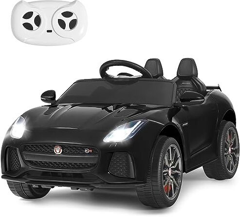 COSTWAY Jaguar Auto Elettrico 12 V per Bambini, Macchina Elettrica con Telecomando, con Luci Musica Storia, Avvio Lento, Velocità 3-5 km/h (Nero)