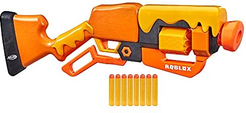 Hasbro Nerf Roblox Adopt Me!: BEES!, blaster lancia-dardi con azione a leva, tamburo rotante con 8 dardi, 8 dardi Nerf Elite, contiene codice per sbloccare un articolo virtuale in-game