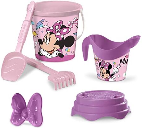 Mondo Toys Disney Minnie Bucket Set, Set Mare Renew Toys con Secchiello, Paletta, Rastrello, Setaccio, Formina, Annaffiatoio Inclusi,