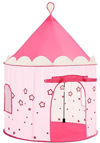 SONGMICS Tenda da Gioco Castello da Principessa per Ragazze e Bambini, Casetta dei Giochi per Interni ed Esterni, con Borsa da Trasporto, Regalo per Bambini, Rosa