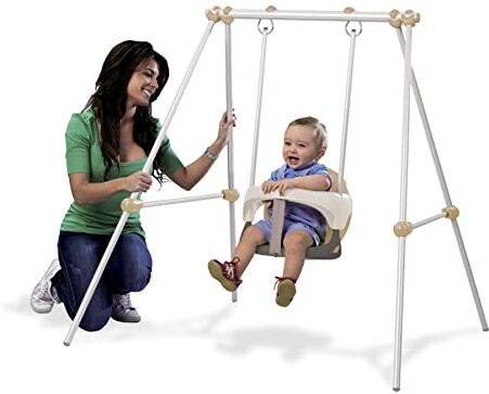 Smoby Baby Swing, Altalena Adatto per Interno ed Esterno, Struttura in Metallo Sicura, Stabile e Resistente, Colore Beige, Adatto a partire da 6 Mesi 120 x 124 x 120 cm