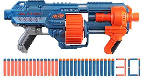 Hasbro Nerf Elite 2.0-Shockwave RD-15 (Blaster con tamburo rotante da 15 dardi, lancio a raffica con azione a pompa, capacità di personalizzazione integrate), No Color, E9527F02