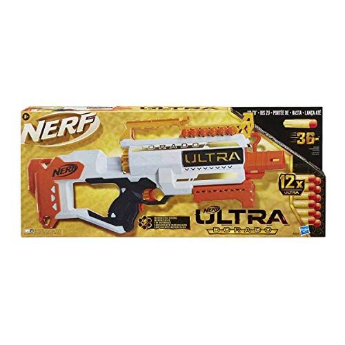 Hasbro Nerf Dorado Blaster Motorizzato, Retrocarica Rapida, 12 Dardi, Compatibile Solo con Dardi Nerf Ultra