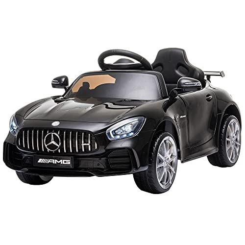 HOMCOM Macchinina per Bambini Elettrica 12V con Licenza Mercedes-AMG GTR, Velocità 3-5km/h, Telecomando, Luci e Suoni, Nera