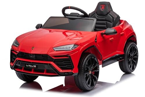 Mondial Toys Macchina Elettrica Per Bambini Lamborghini Urus con Sedile in Pelle Auto Elettrica 12V per Bambini Full Optional (Rosso)