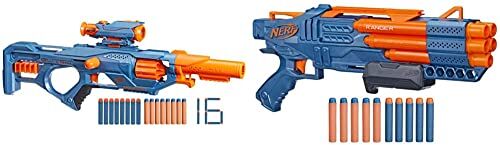 Hasbro Nerf Elite 2.0, blaster Eaglepoint RD-8, tamburo da 8 dardi, mirino e canna staccabili, 16 dardi, azione a tiretto Ranger PD-5, raffica a 5 canne, 10 dardi