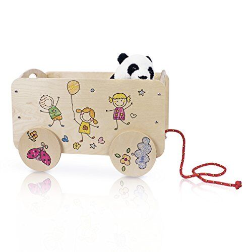 Dida Carretto bambini porta giochi con ruote 50x34x33 cm   Porta giochi per bambini Montessori giochi in legno