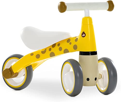 Hauck Bici senza Pedali 1st Ride Three Triciclo Bambini 1 Anno fino a 20Kg Bici con 3 Ruote EVA e Manubrio Antiscivolo Bicicletta Senza Pedali, Ergonomica, Antiribaltamento Giraffa Giallo