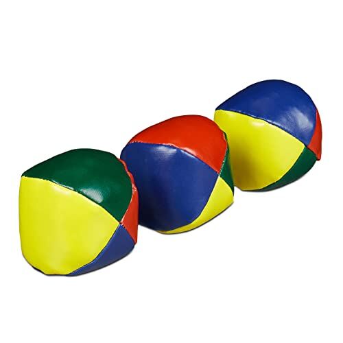 Relaxdays Set da 3 Palline da Giocoleria, per Principianti e Professionisti, Morbide, per Bambini, Kit per Giocolieri, Ø 6 cm, Colorate Unisex Adulto