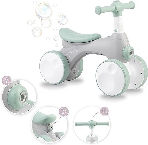 Momi TOBIS cavalcabile per le bambine e bambini (massimo carico 20kg), bici speciale con clacson, luci anteriori, ruote resistenti alla perforazione e il sistema di bolle di sapone