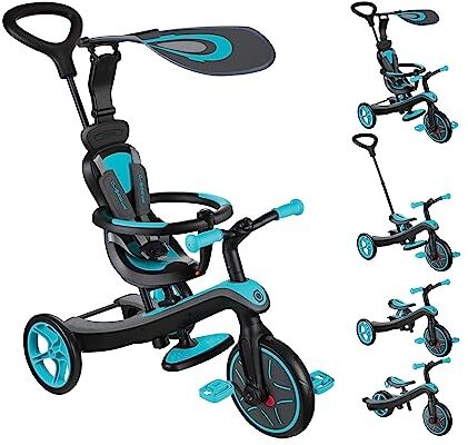 Globber EXPLORER TRIKE 4in1 Triciclo & balance bike tutto-in-uno per bambini da 10m + a 5 anni + , Verde acqua