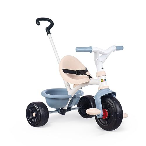 Smoby Triciclo Be Fun azzurro, 7600, evolutivo, con struttura in metallo, asta parentale removibile, 15 mesi