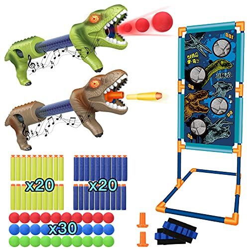 Blendura Palla Schiuma Set, Dinosauro Pistola Giocattolo Tiro, Gioco All'aperto Bambino 4 5 6 7 8 Anni