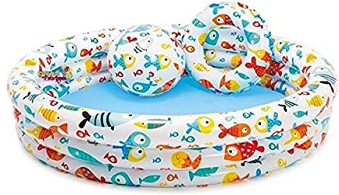 Intex -167438 Set Piscina Palla e Salvagente Ananas, Multicolore, 132x132x28 cm, 59469