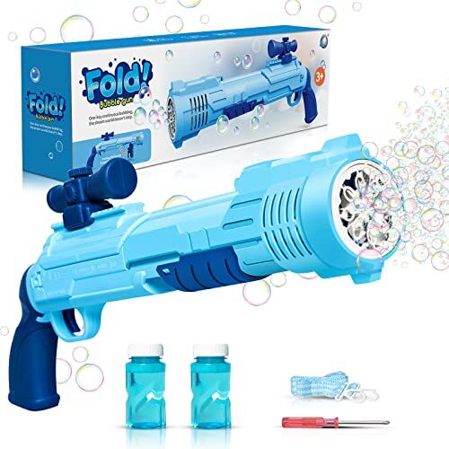 P PANACARE Bambini Macchina Bolle di Sapone Pistola a Bolle,Luci Colorate Giocattolo per Fare Bolle dal Design Silenzioso,10000+ Bolle al Minuto,con 2 Soluzioni per Bolle/Cordino,Compleanni,Regali per Bambini