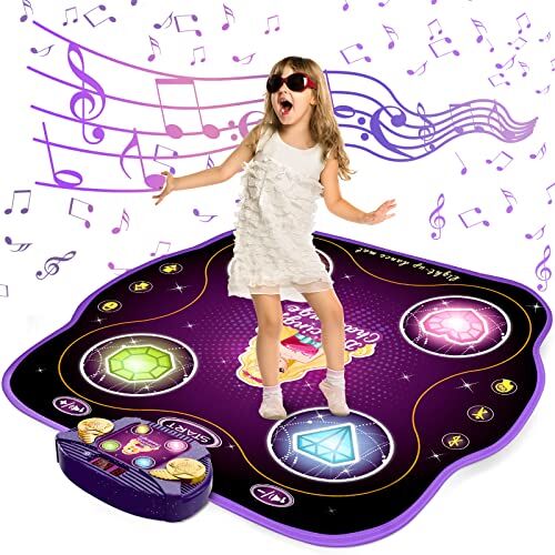 KIZJORYA Tappeto Musicale Gioco Bambini 3 4 5 6 7 8 9 10 11 12 Anni, 9 Strati Tappeto Musicale con Bluetooth, Gioco di Danza Illuminato, Tappetino Musicale Giochi Regali Bambina Bambini 3+ Anni