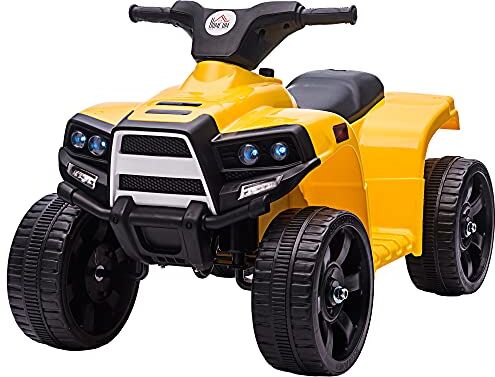 HOMCOM Quad Elettrico per Bambini ATV 6V con Fari e Clacson, Velocità 3km/h, Età 18-36 Mesi, 65x40x43cm, Nero Giallo