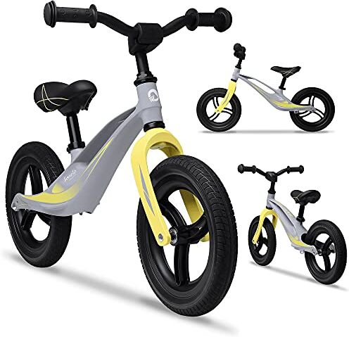 lionelo Bart TOUR Bici senza pedali per bambini da 2 anni a 30kg Ultraleggero solo 3kg e Resistente: telaio in magnesio resistenza ai danni Ruote da 12 pollici, Manubrio e sella regolabili Poggiapiedi