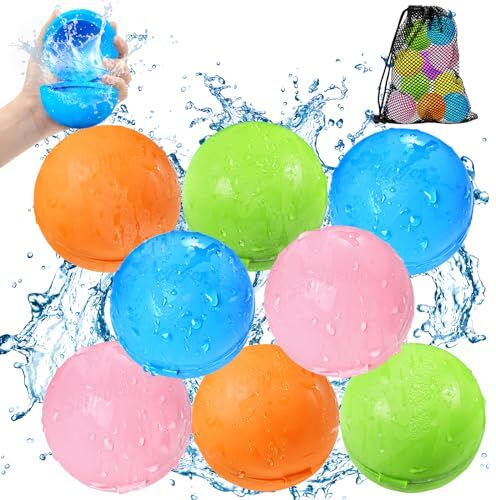 Devlibow SOPPYCID Palloncini d'Acqua Riutilizzabili Palloncini d'Acqua a Riempimento Rapido Palloncini Giochi da Piscina Estivi per Feste all'Aperto Palloncini d'Acqua 3-12 Giocattoli per Bambini (color-8pcs)