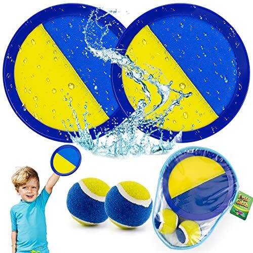 Weokeey Cattura Racchette Palline Set Giochi Spiaggia Bambini Racchettoni Giochi Spiaggia Mare Esterno Giardino Bambino Bambina Bambini Adulti Famiglia Giocattoli 3 4 5 6 7 8 Anni Pasqua Regalo