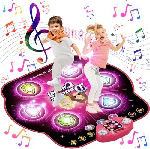 KIZJORYA Tappeto Gioco Bambini Bambina 3-12 Anni, 9 Livelli Tappeto Musicale Commutabile 4 & 6 Pulsanti con Bluetooth, Giocattolo Regali di Natale di Compleanno per Bambina 4 5 6 7 8 9 10 11 12 Anni