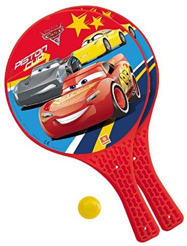 Mondo Toys Disney Cars 3 2 Racchette in plastica / pallina di gomma Gioco da Spiaggia per Bambini e Adulti -15023