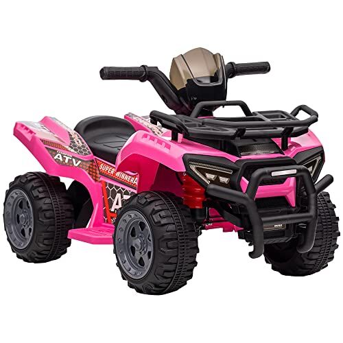 HOMCOM Quad Elettrico per Bambini 18-36 Mesi con Batteria Ricaricabile 6V, Mini Quad per Bambini in Metallo e PP, 70x42x45 cm, Rosa