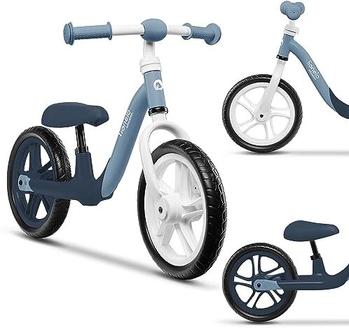 lionelo Alex Bici senza pedali per bambini da 3 anni fino a 30 kg Leggera e resistente, Ruote in schiuma EVA 12 pollici, Manubrio e sella regolabili, Blocco dello sterzo, Poggiapiedi sagomato Peso 3kg