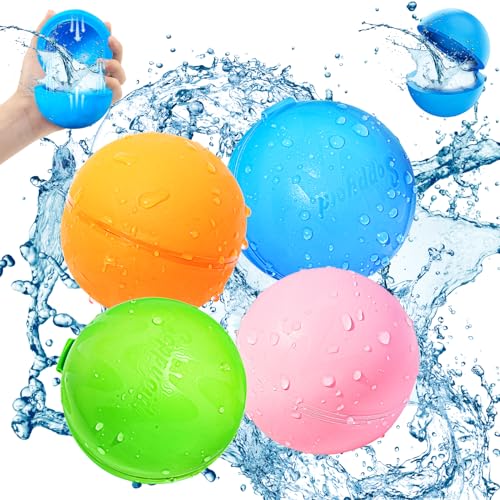 Devlibow SOPPYCID Palloncini d'Acqua Riutilizzabili Palloncini d'Acqua a Riempimento Rapido Palloncini Giochi da Piscina Estivi per Feste all'Aperto Palloncini d'Acqua 3-12 Giocattoli per Bambini (color-4pcs)